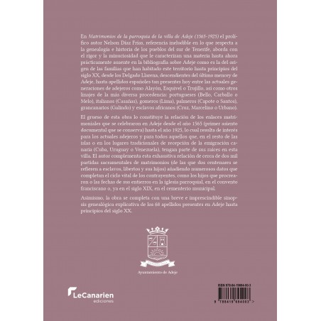 Matrimonios de la parroquia de la villa de Adeje (1565-1925)
