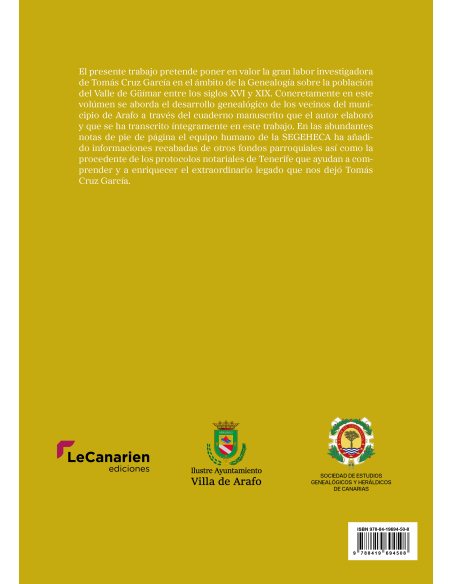 Tomás Cruz García. Genealogías del municipio de Arafo en Tenerife
